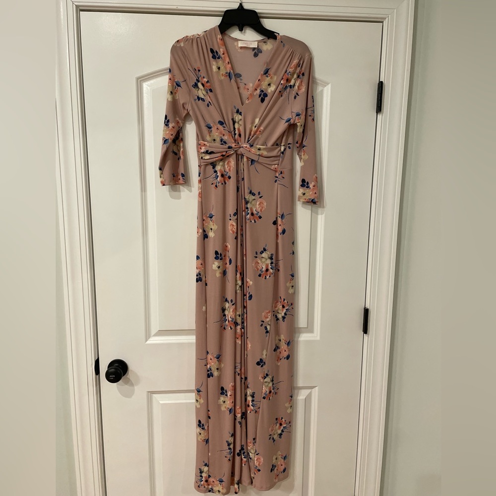 Mauve floral print maxi